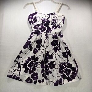 Purple Floral Cotton Sundress Kids Size 9 Adjustable Straps Bow Back 747-995